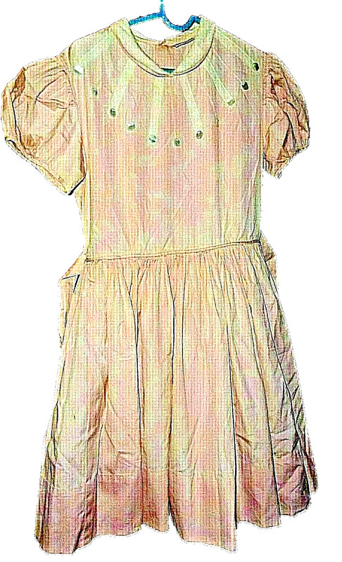 Teen/Girl's Pink Cotton Dress W/Lace Collar & Puffed Sleeves Celeste NY Vintage