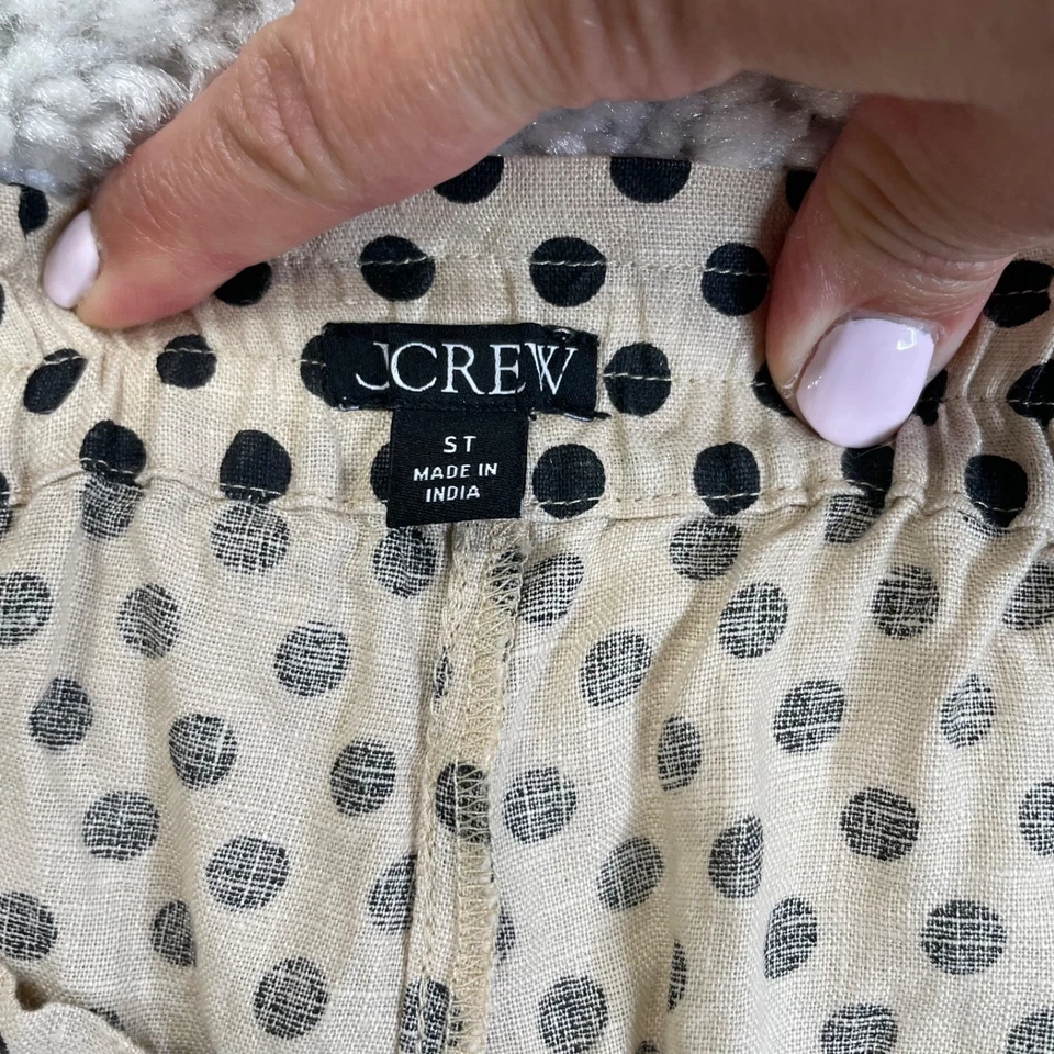 J. Crew Solei Linen Pant Polka Dot Black Beige Womens Small - Image 3 of 4