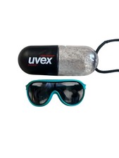 Vintage 80s 90s Uvex Teal Turquoise Shield Sunglasses W/Case RARE