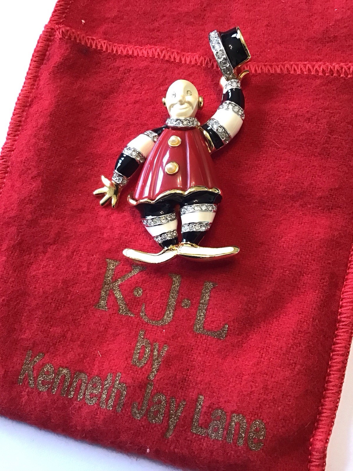 VINTAGE KJL KENNETH JAY LANE TIPSY CLOWN BROOCH P… - image 2