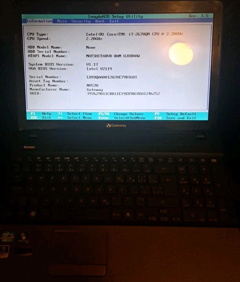 💻  Gateway P5WS0 Laptop -  Intel Core i7/8Gb Ram/120Gb Hyper HDD,No Charger 💻  - Image 4 of 4