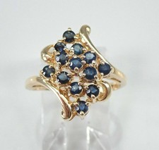 2 Ct Round Lab Created Blue Sapphire Cluster Wedding Ring 14K Yellow Gold Plated
