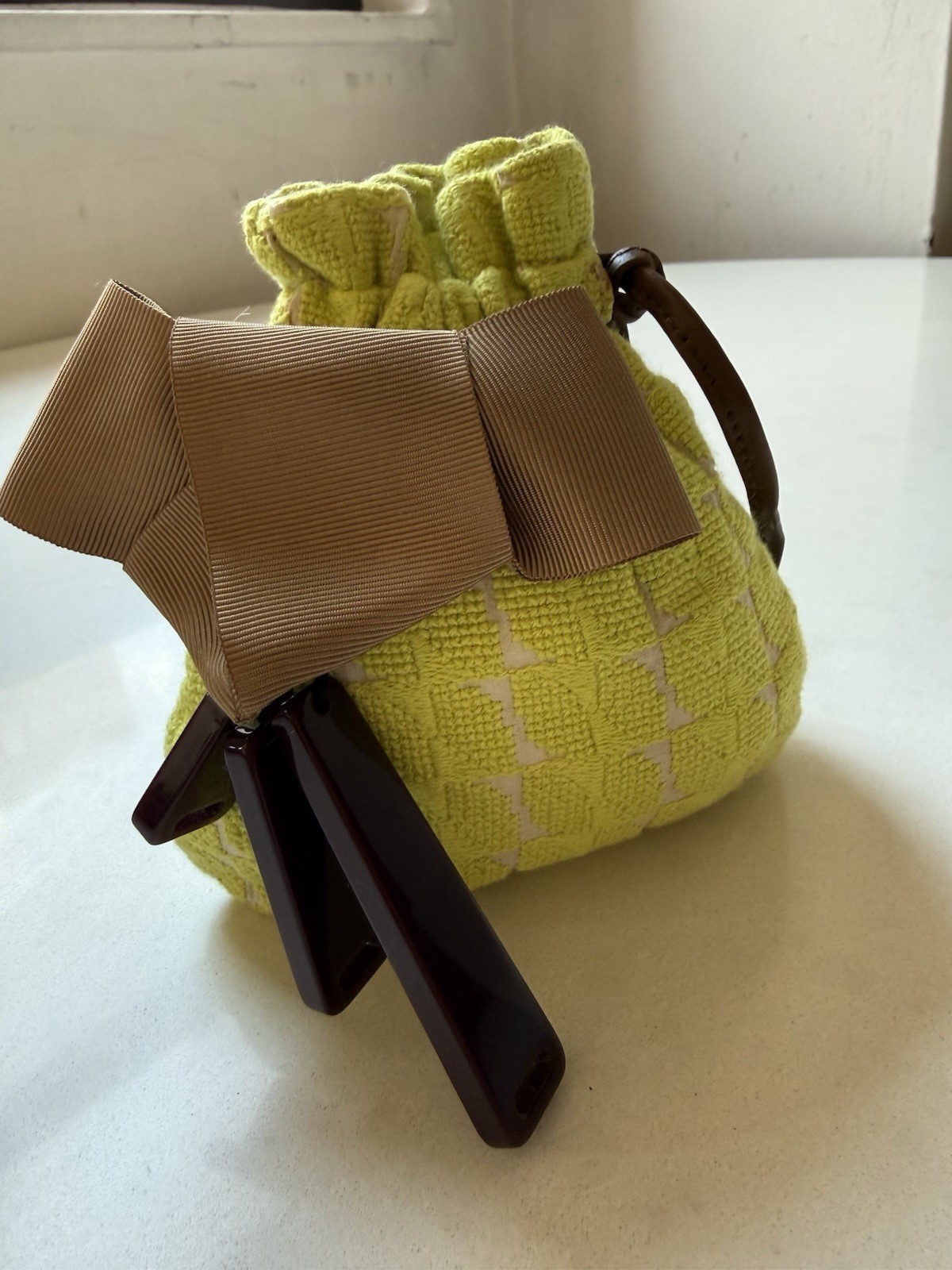 Marni Lime Green Drawstring Pouch  — image 7