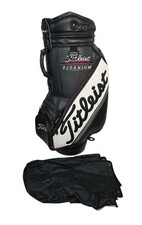 Titleist Titanium Staff Golf Bag Black White Leather 6-Way Divider Zip -No Strap