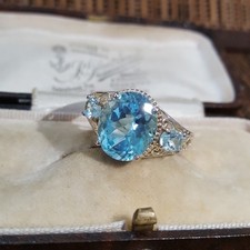 925 Sterling Silver Ring, Genuine Blue Topaz ...