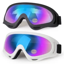 Motorcycle Goggles 2 Pack ATV Dirt Bike Riding Goggles for Men Women Kids