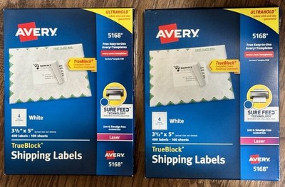 Lot of 2 - Avery Easy Peel Address Label - 3.5'' X 5'' Length Permanent 400/Box