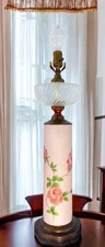 Beautiful White Porcelain Glass Vase Lamp With Marble Base