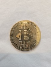 Bitcoin Physical Collectible Coin  Novelty BTC Gold Plated 40mm - UK SELLER