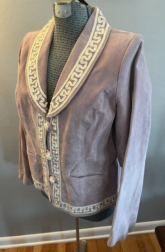 Bradley Bayou Women’s Genuine Leather Suede Jacket Lavender Purple Large NWT - Picture 4 of 12