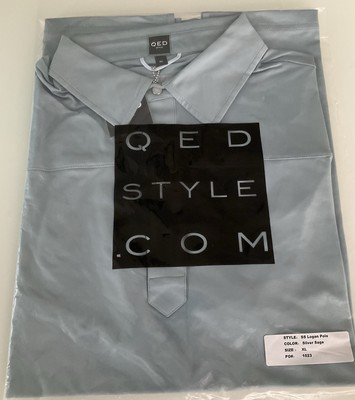 Mens Size XL QED Golf Polo Silver Sage Pearl Button SS Logan Style NWT