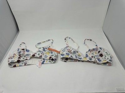 NEW Colsie White Fruit Print Lace Trim Unlined Triangle Bralette Small 2 Total