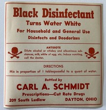 Dayton Ohio Oh Vintage Poison Label Carl A. Schmidt Druggist