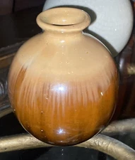 Vintage Glazed Pottery Art Flower Bud Vase 3” Tall