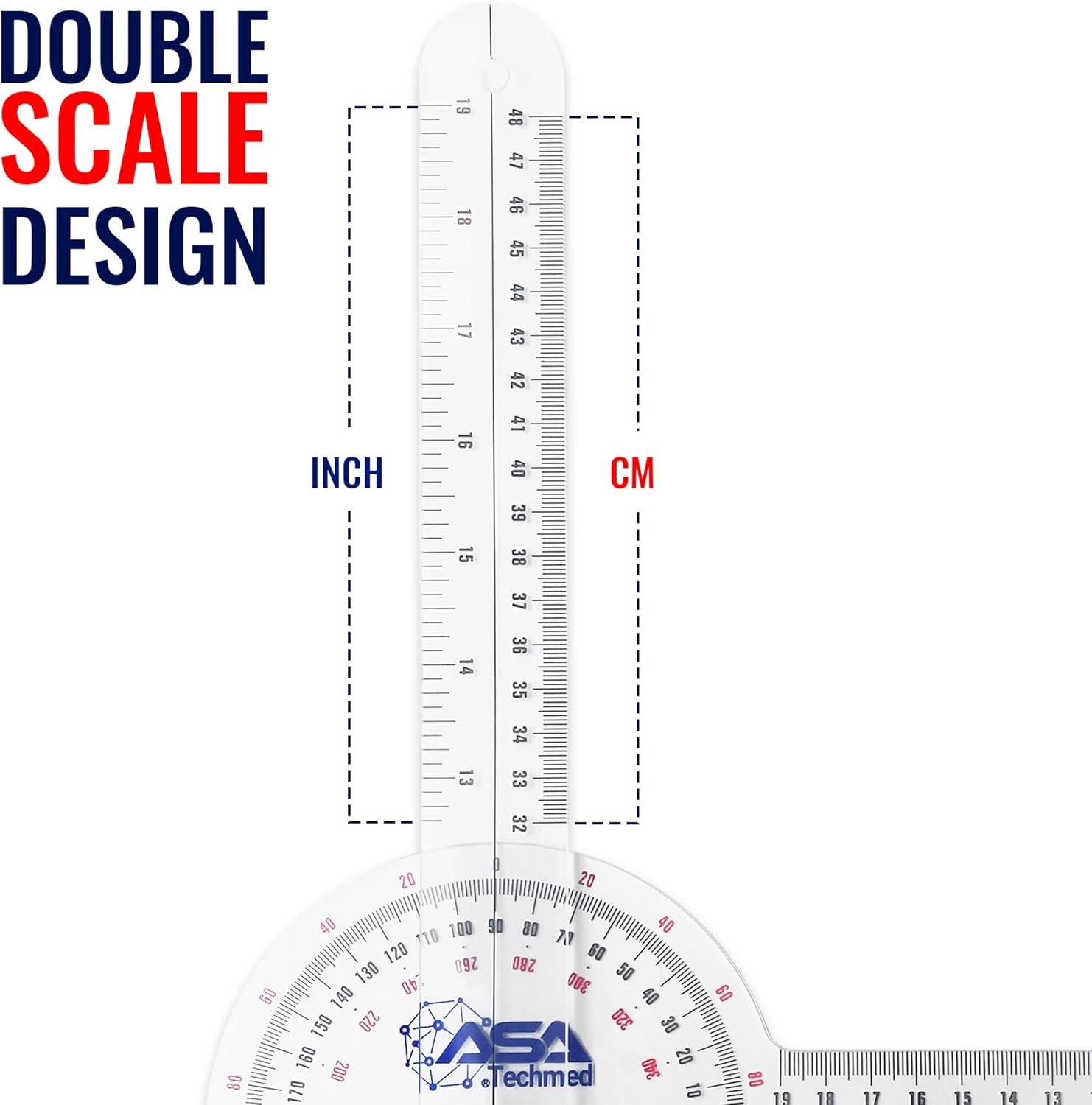 ASA TECHMED 6 Pcs 360° 12, 8 and 6 Inch Medical Spinal Goniometer Angle Protrac