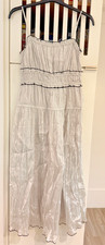 NWT Womens J.Crew Crinkled Gray Silver and Black Ruffle-trim Dress sz M medium