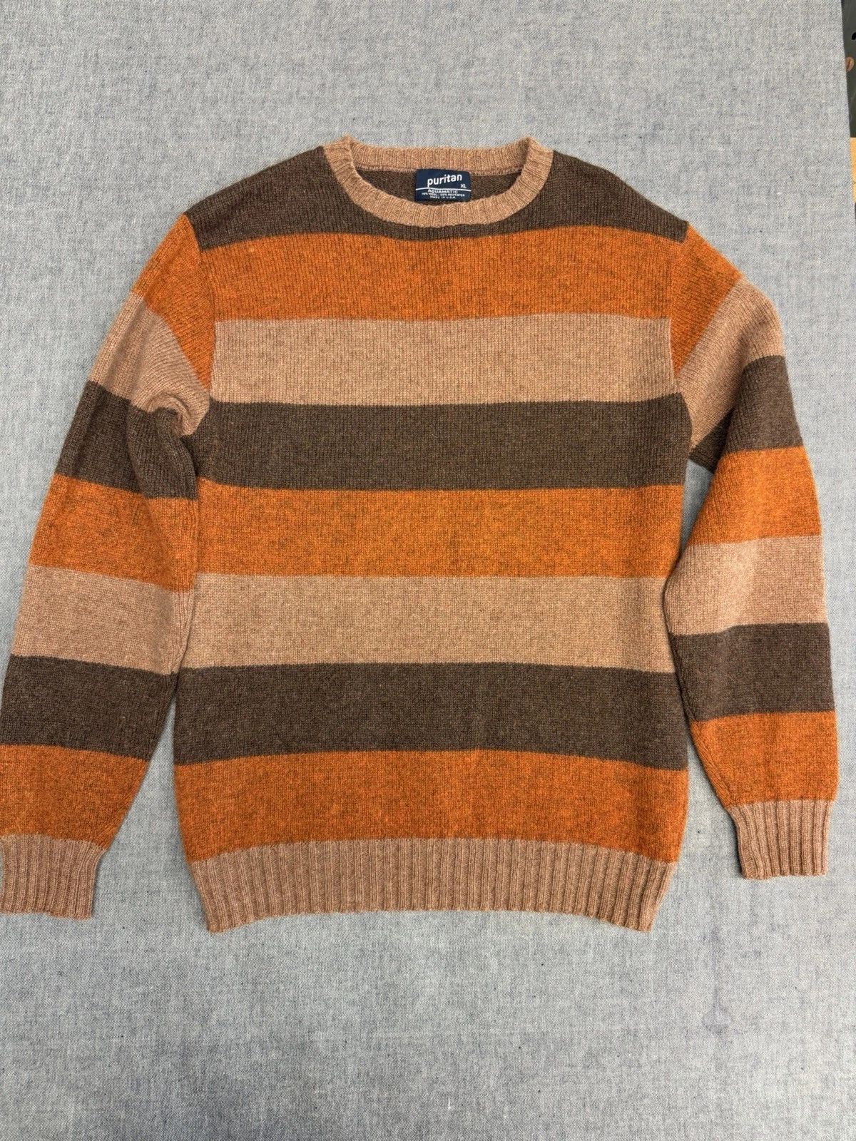 VTG Puritan Aquamatic Wool Sweater Men XL Burnt Orange Long Sleeve Crewneck USA