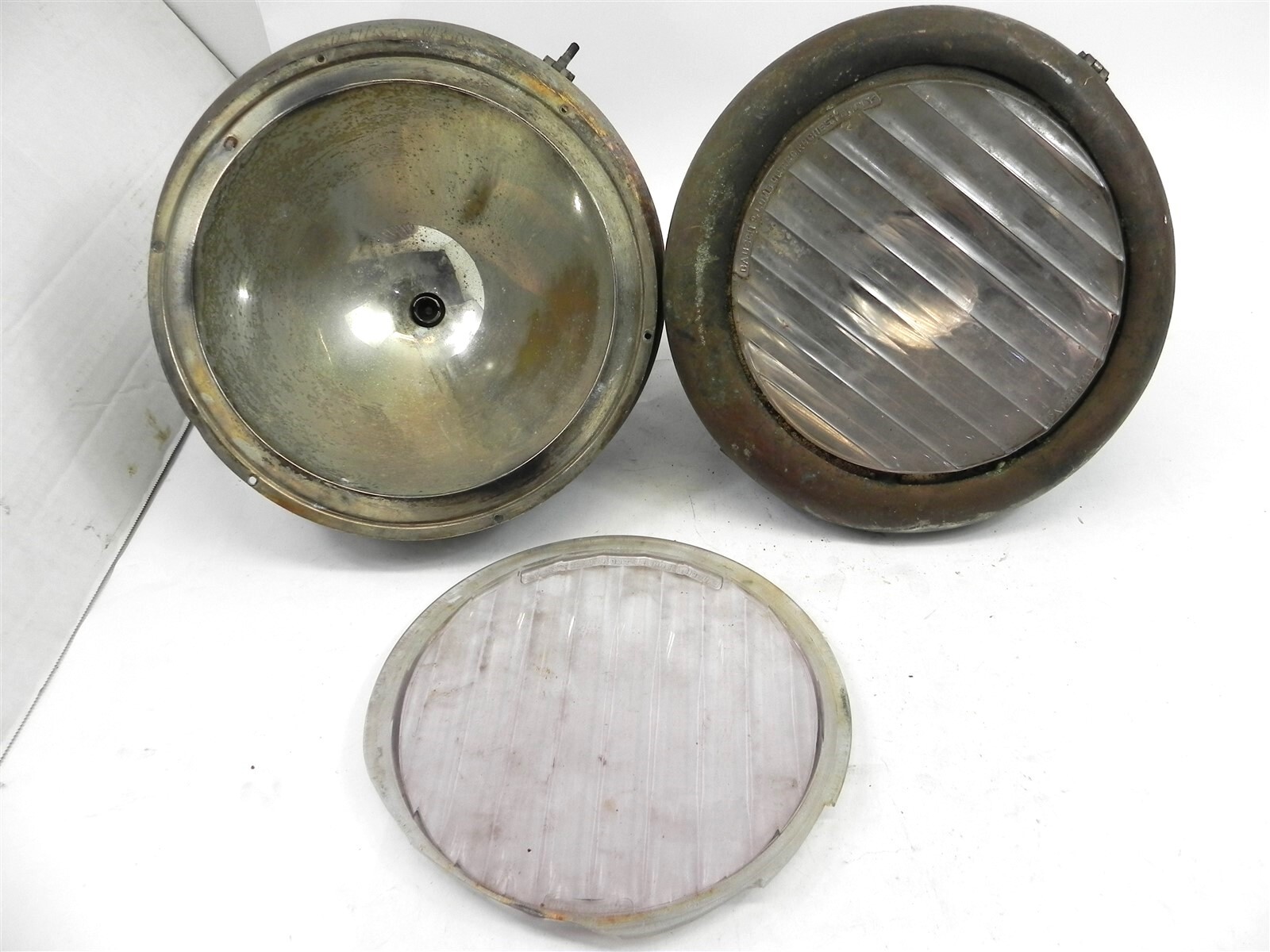 Vintage Gray Davis Headlight Assemblies for 1910s-1920s Cadillac Packard Firetruck