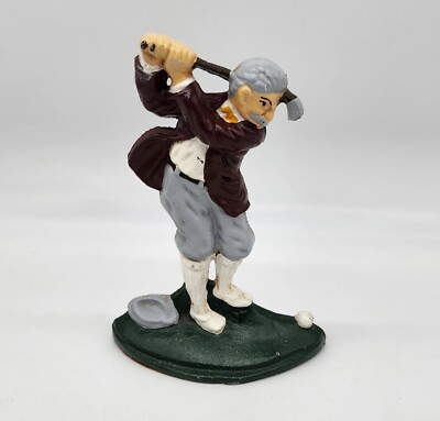 Vintage Golf Door Stop Golfer Cast Iron John Wright Book End Antique 