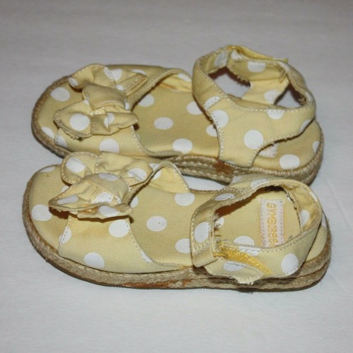 Gymboree Lady Daisy Yellow & White Dot Bow Espadrille Slide Sandals Shoes size 7 - Picture 3 of 4
