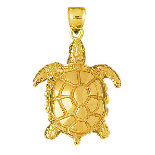 Ciondolo Sealife tartaruga marina in oro 14 kt - Foto 1 di 2