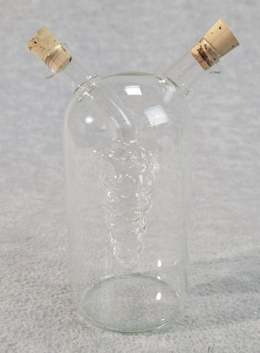 Dispensador de aceite y vinagre 2 en 1 Cruet GRAPES Interior 6,25" Vidrio transparente Un tapón - Imagen 5 de 6