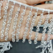 UK STOCK 2Yard Crystal Beaded Fringe Trim Sewing Edge for DIY Curtain Upholstery