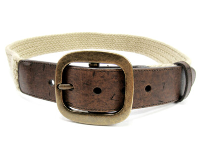 DOLCE & GABBANA belt beige canvas �~ leather Auth used T17195 s-l400.jpg main image 3