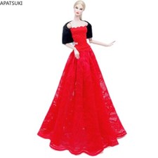 Red Black Fashion Doll Clothes Set For 11.5" 1/6 Doll Outfits Lace Dress Shawl