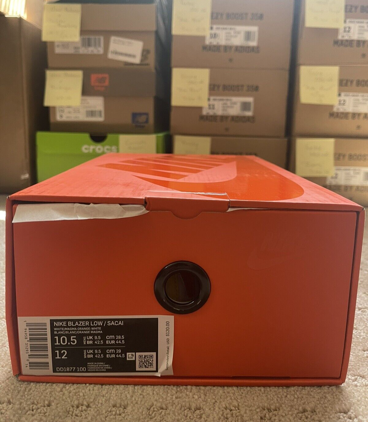 SACAI X NIKE Nike x Sacai Blazer Low Magma Orange Uomo 10.5 US Causal Athletic Sneakers Basse