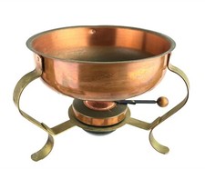 Copper Chafing Dish Base Brass Scroll Stand Covered Sterno Fuel Burner Warmer