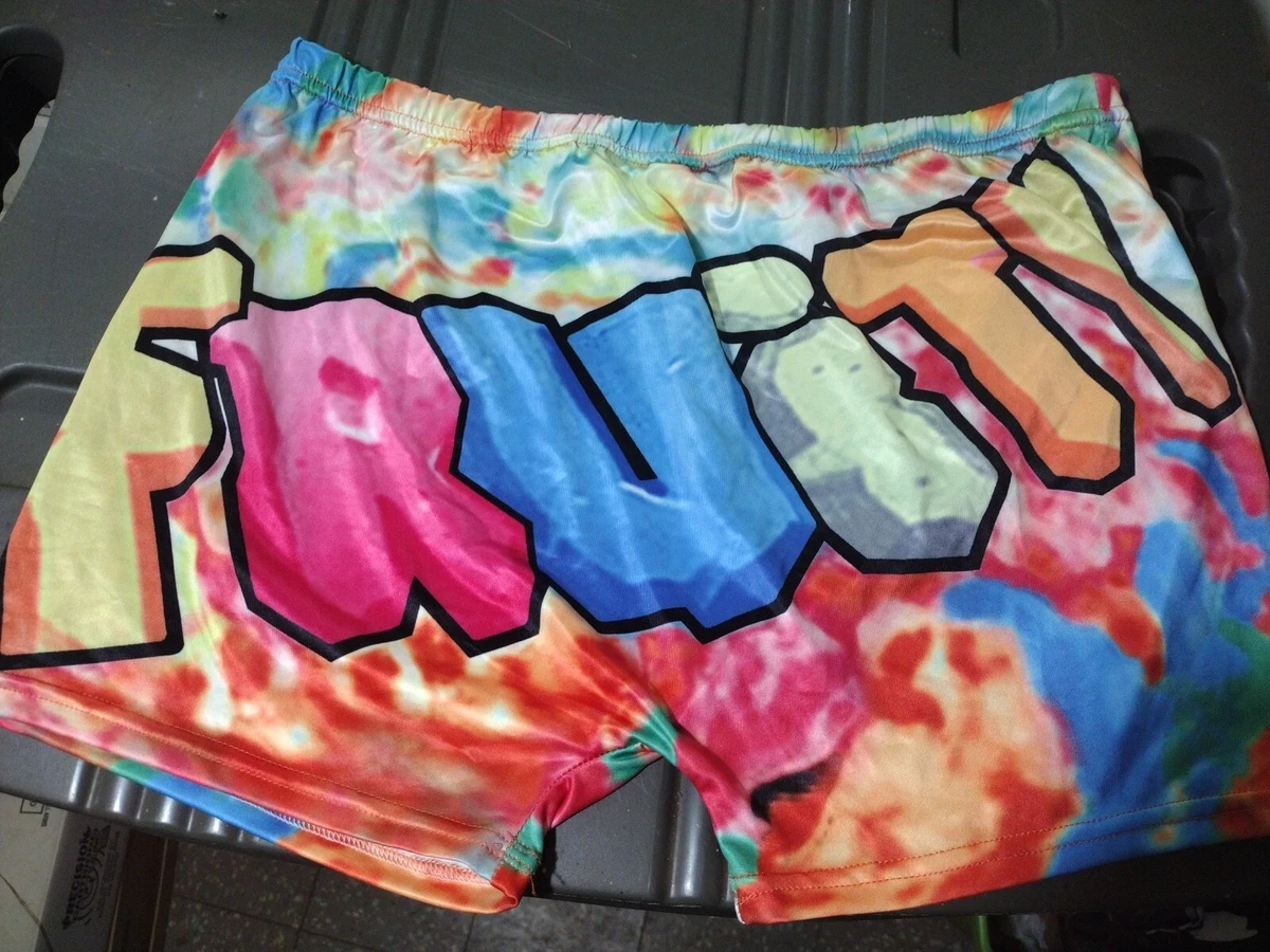 NEW Womens Fruity Pebbles Tie Dye Sz Large Booty Shorts Polyester