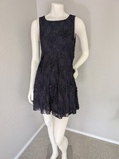 alice + olivia Lace Beaded Black Flare Tank Dress - Silk-lined - Flawless! 