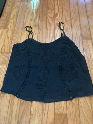 H&M Black Fancy Tank Top Size US 6 Going Out Top Zara Forever 21