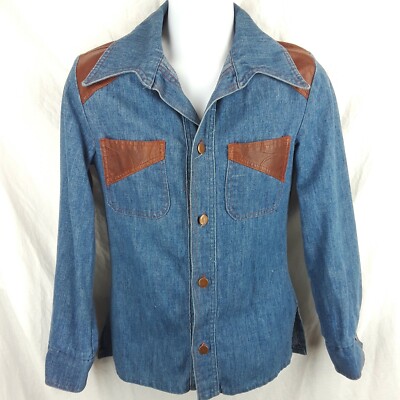 【70’s】Sears \"ROEBUCKS WESTERN WEAR\" （￼L） Vintage 70s Sears Roebucks Western Wear Distressed Denim