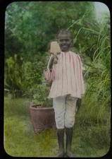 HAND COLOURED Glass Magic Lantern Slide YOUNG GIRL C1900 PHOTO CENTRAL INDIA
