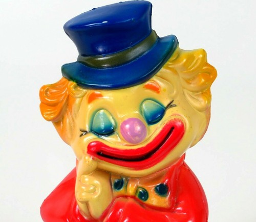 Vintage Clown Coin Piggy Bank Plastic Still Savings Stash Hat Circus Hong Kong - Picture 3 of 12