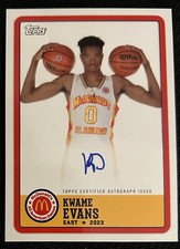 2023 Topps Chrome McDonald’s All American Basketball Kwame Evans Game Day Auto