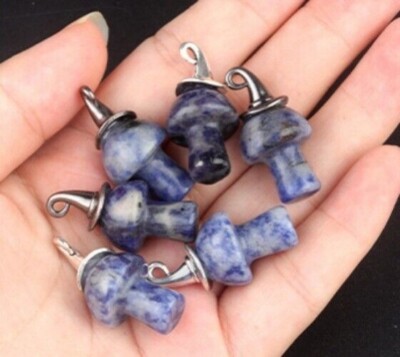 20pcs Natural Sodalite Stone Pendant Mushroom Magic Hat DIY Jewellery Making