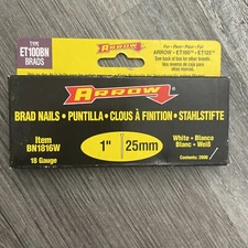 Arrow Brad Nails - BN1816W 1'' inch 18 gauge 25mm - 2000 pk