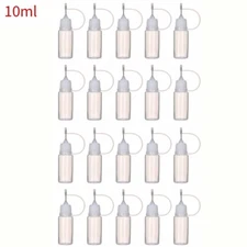20PCS 10ml Empty Plastic Liquid Dropper Bottle Needle Tip Glue Bottle w/Loop USA