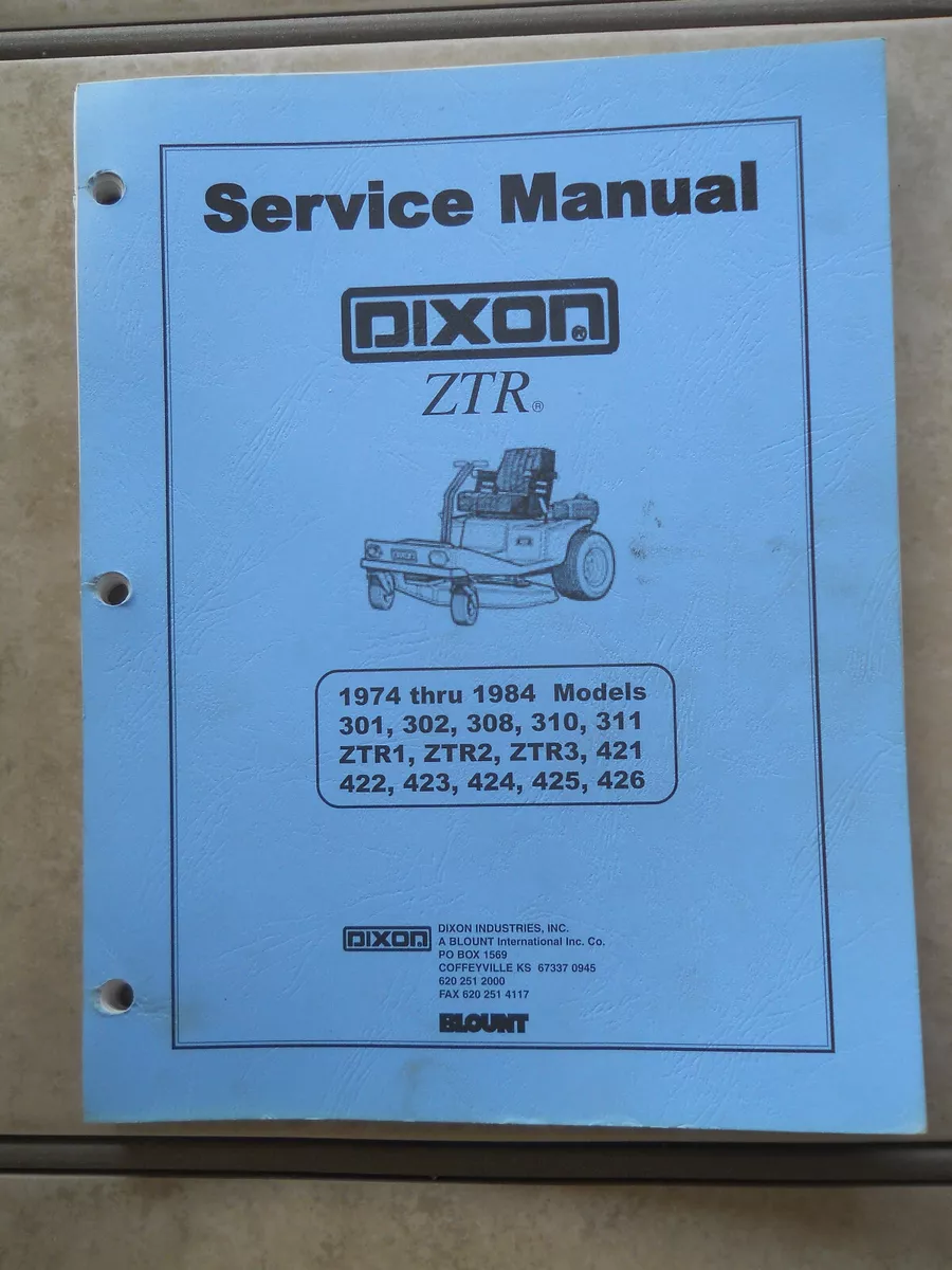 Dixon ztr on sale mower service manual