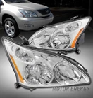 For 04-09 Lexus RX330 RX350 RX400h Halogen Headlight Lamp Chrome Left+Right Pair