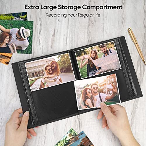 Black Linen 4x6 Photo Album, 200 Pockets, Slip-in Design, Protects Photos - Bild 5 von 6