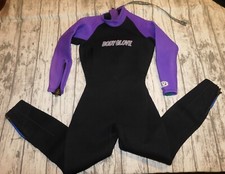 BODY GLOVE WETSUIT FULL 3/2 VTG ZIP CUFFS HEMS NEOPRENE BLACK PURPLE WOMENS L 9