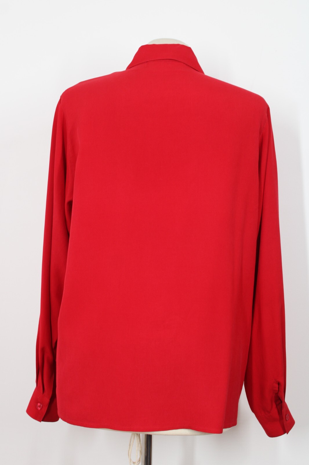SAINT LAURENT Top camicia vintage Yves St Clair M rosso seta sabbiata bottoni davanti manica lunga