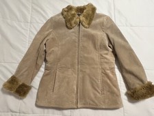Women's Coat George 100% Genuine Leather Camel Color Jacket Size Large (12/14)