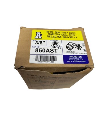 Arlington 850AST 3/8'' 90° Snap-Tite Angle Connector (LOT OF 38) Fast Shipping 