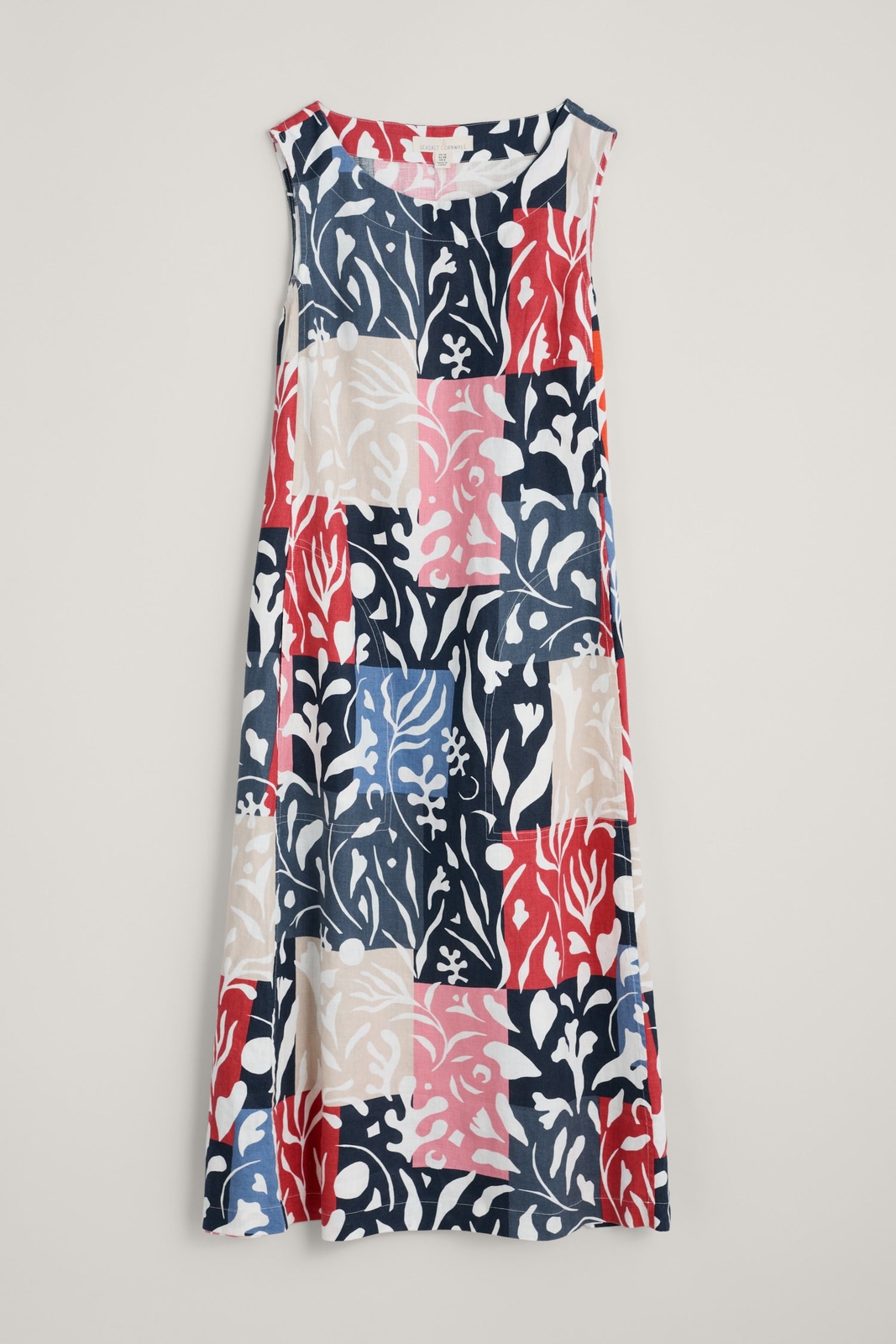 Seasalt Women's Dress multi Cresting Waves Sleeveless Linen Dress