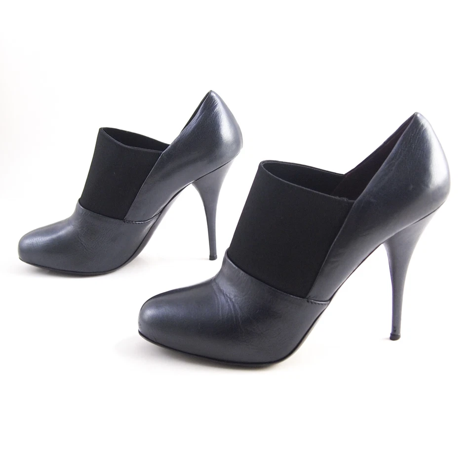 Botines Miu Miu Tacones De Cuero Negro Para Mujeres Talla US 9 EU 39 - Imagen 2 de 4